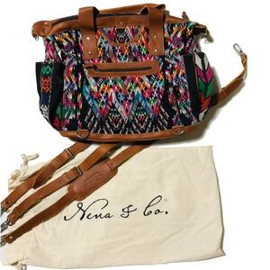 NENA & Co hand crafted embroidery Leather Convertible Day Bag Backpack